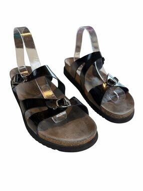 Mephisto Black Leather Sandals - Summer Two Straps with Buckles
